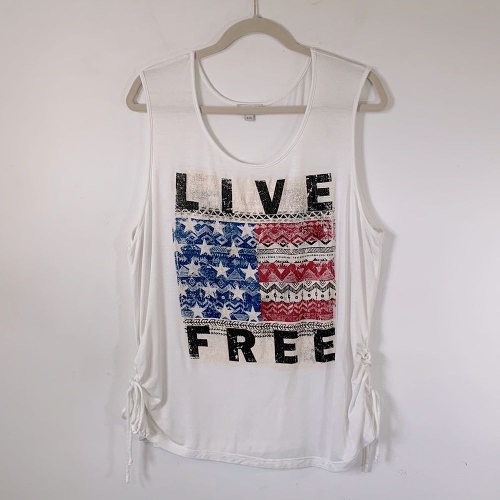 Guess Vintage Rare Boho Patriotic USA Graphics Women’s Size XL Rayon Tank Top